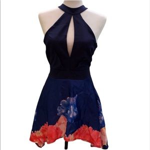 NWOT halter top short flare summer dress floral